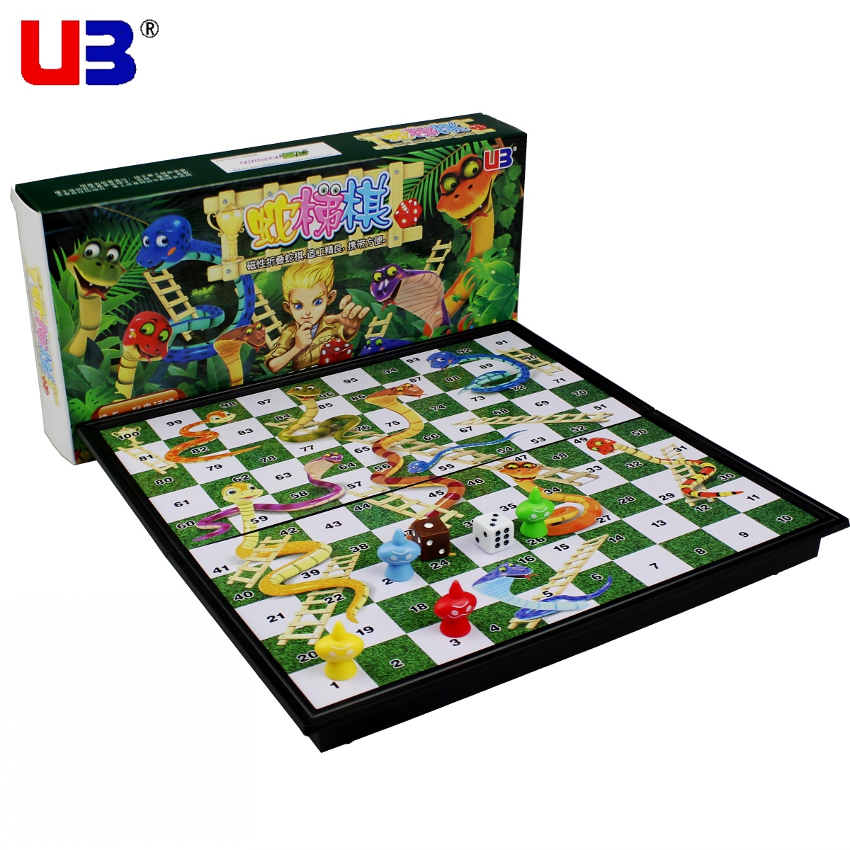 UB Snake Ladder Chess Snake Chess Magnetic Folding Suit 3D Cubism Young children students Puzzle Parenting Toys Neutral