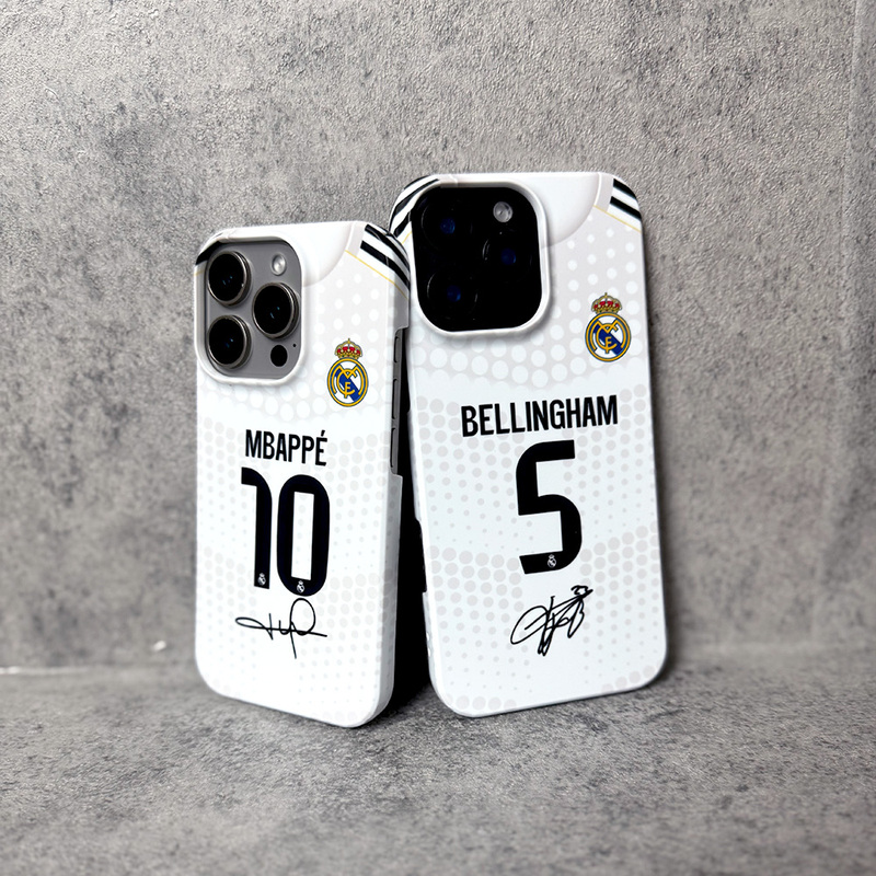 2025-26 Season Real Madrid Home Jersey iPhone 13 Xr 16Pro Max 15Pro Plus 14Plus Phone Case Huawei Mbappe Bellingham Real Madrid