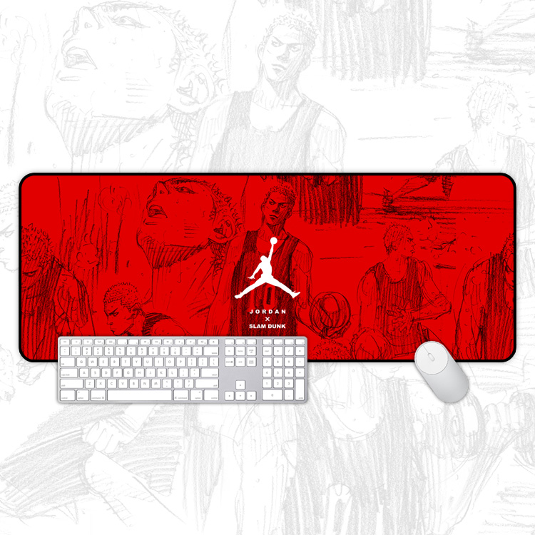 Dunk Basket Master Hand-painted Sketching Oversized Mouse Pad Office Keyboard Mat Table Mat Cherry Wood Flowers 