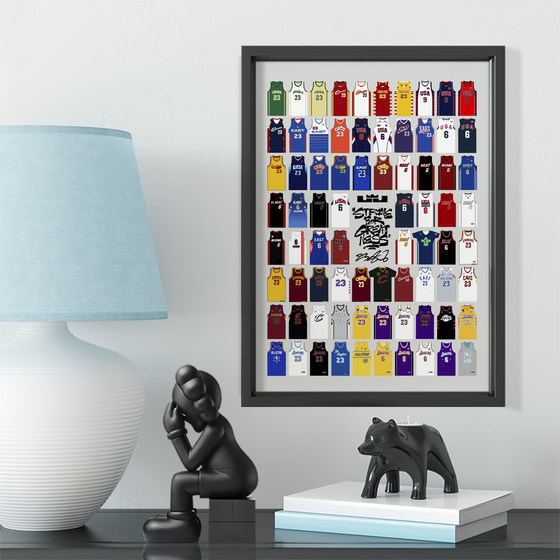 湖人詹姆斯历史得分王款实木装饰相框照片墙桌摆挂框摆件酒吧壁画