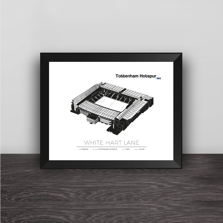 White Hart Lane Stadium Illustration Tottenham Hotspur Solid Wood Decoration Photo Frame Photo Wall Table Ornament Art Hanging Frame