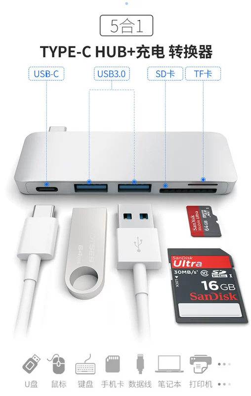 Apple chuyển đổi máy tính xách tay MacBook Pro bộ chuyển đổi docking trạm loại-c HUB USB-C - USB Aaccessories