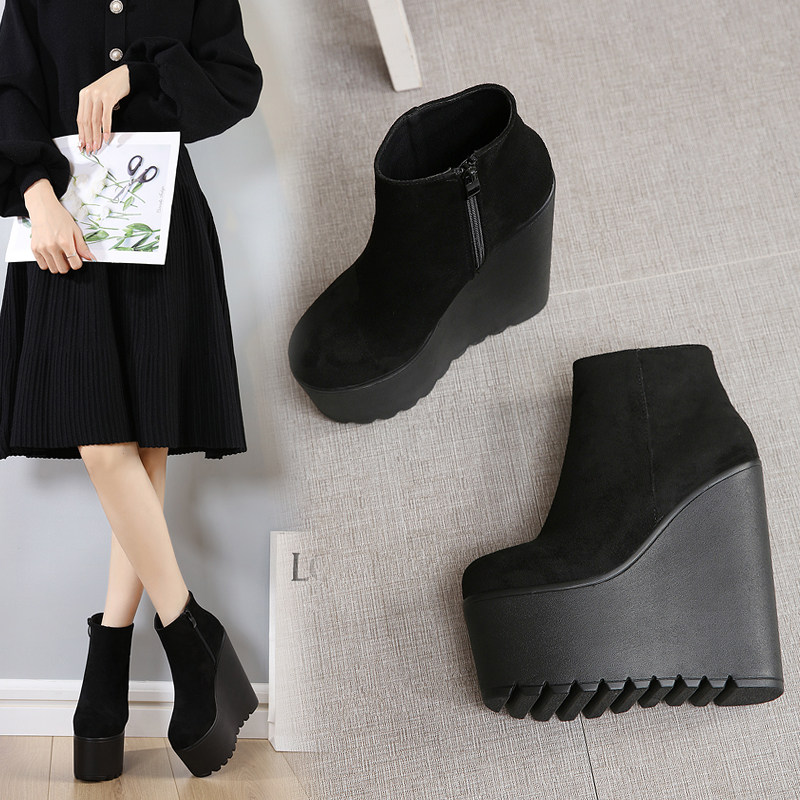 Autumn Winter Women's Short Boots Platform 16cm Super High Heels
