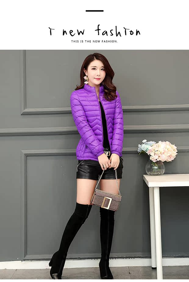 2018 mới mỏng mùa thu xuống cotton phù hợp với cổ áo eo eo dài tay áo bó sát sợi chỉ rắn màu ngắn áo khoác cotton mẫu áo phao nữ đẹp 2019