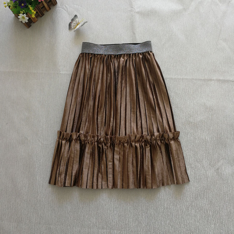 Váy bé gái mùa thu và mùa đông nhung trẻ em váy xếp li váy bé gái váy pettiskirt công chúa cha mẹ trẻ em váy dài đầm trẻ em cao cấp