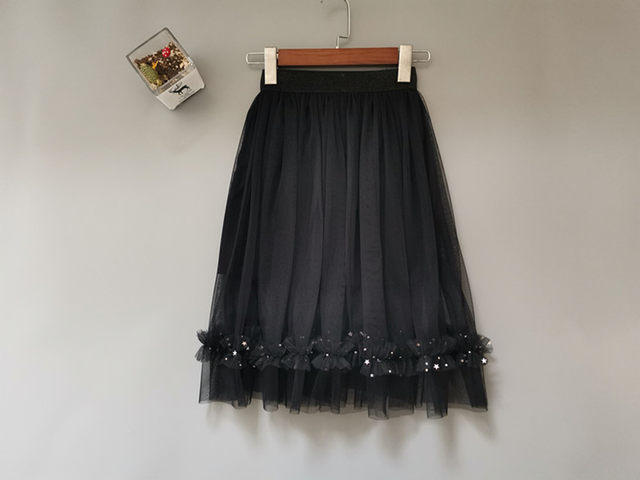 Mesh skirt ແມ່ຍິງກາງ-ຍາວ skirt 2024 ຮູບແບບໃຫມ່ fairy pleated skirt ສີດໍາຍາວ skirt fairy skirt summer