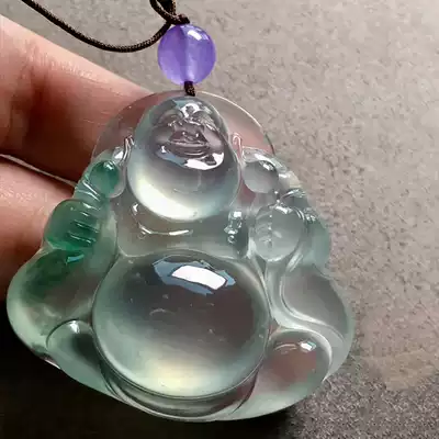 Yuan Yuxing Myanmar natural Jade A high ice green water bag big Buddha
