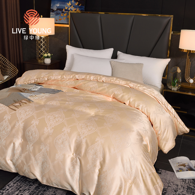 Green Zhongyuan luxury elegant mulberry silk goose down composite quilt double palace mulberry silk white goose down gold partner boutique winter quilt