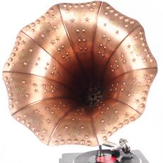 Виниловый проигрыватель 发条动力怀旧复古老式欧式手摇紫铜大喇叭留声机黑胶唱片机客厅