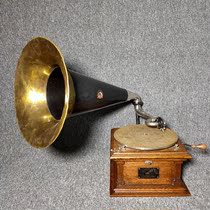  1910 100-year-old antique American VICTORY VICTOR II PUPPY Brand Big horn hand-cranked gramophone record player