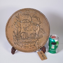 28 cm European Antique British Brass Relief Painting Decoration Painted Bronze Disc Flawless Pendant Folk Pendulum