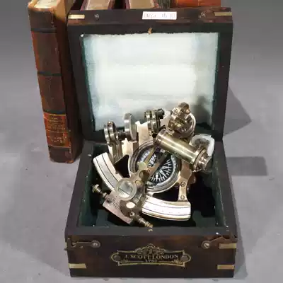 Indian bronze trumpet nautical sextant with box office desktop ornaments instrument antique nostalgic gift