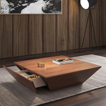 Modern minimalist square coffee table Nordic creative walnut color square coffee table TV cabinet combination