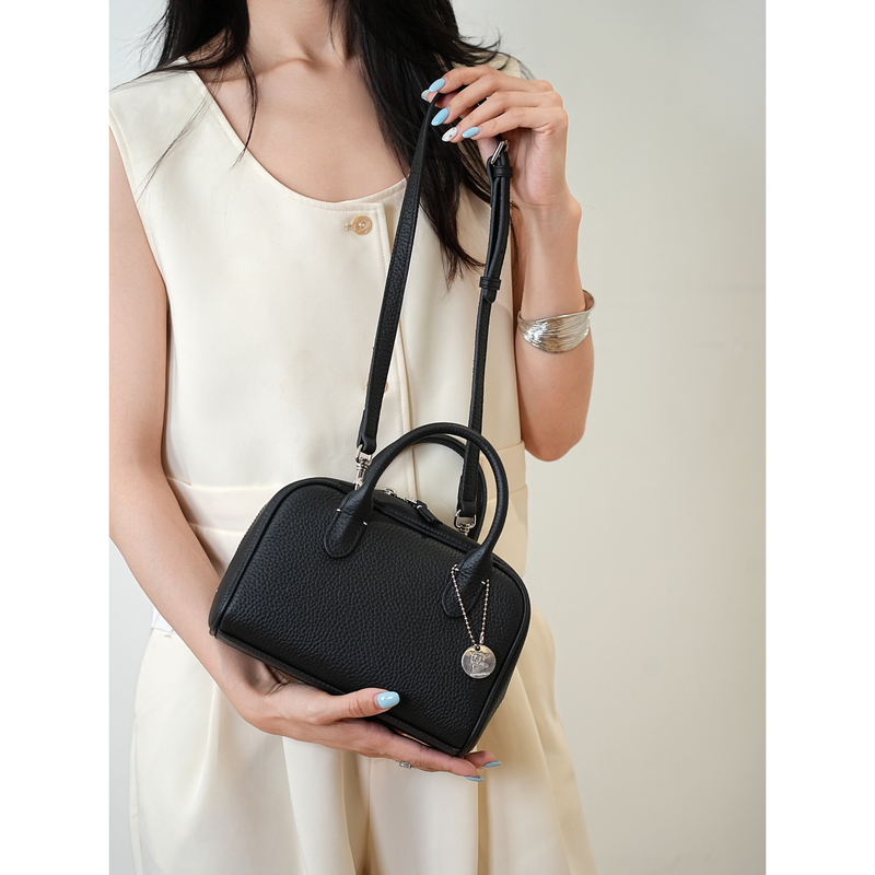Sixi Handmade·【Heart-Pounding】Leather Boston Bag Handbag Crossbody Bowling Bag for Women H15 Sixi Handmade·【Heart-Pounding】Leather Boston Bag Handbag Crossbody Bowling Bag for Women H15