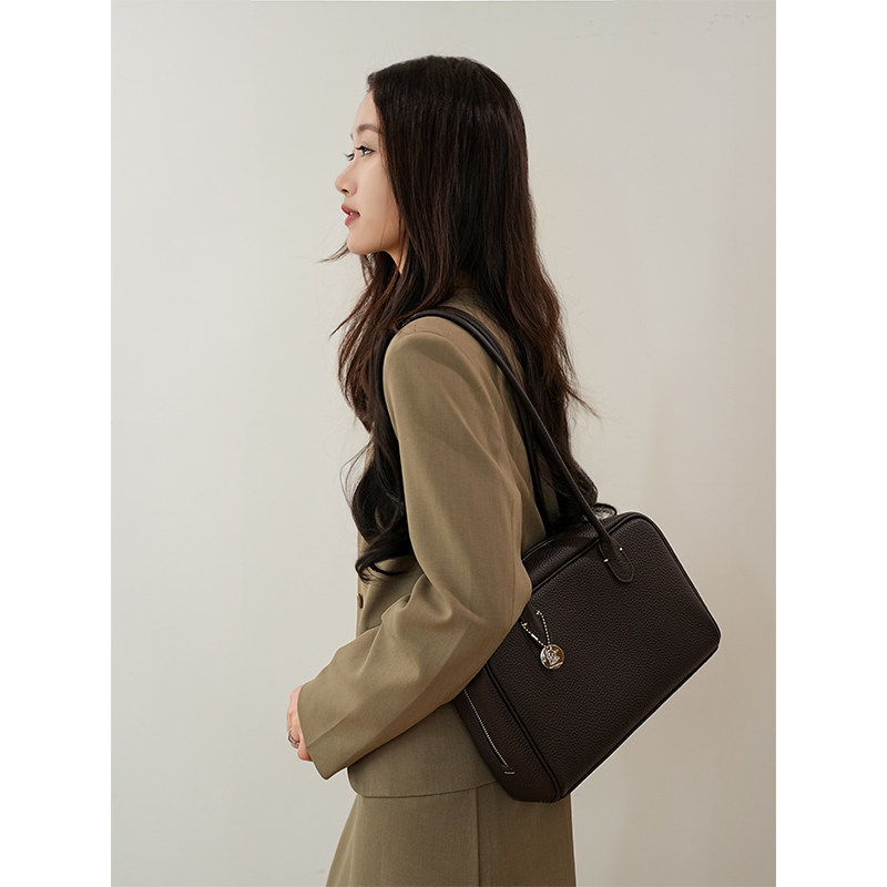 Sixi Handmade · [Heartbeat]トップグレイン牛革ボストンバッグ、ショルダーバッグ、ボーリングバッグ H27