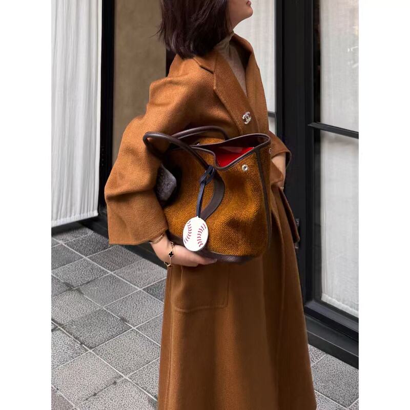 Sixi Handmade·【Roof Garden】Wool and Cowhide Garden Bag Vintage Color-Blocking Large Capacity Tote Bag