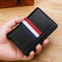 rfid European and American mens color fashion leather first layer cowhide vertical card case card holder card holder multi-function multi-card position