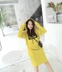 Áo len cho cha mẹ mùa đông cộng với áo nhung trùm đầu màu vàng mù tạt gia đình màu vàng tải một bộ bông romper bốn gói bé