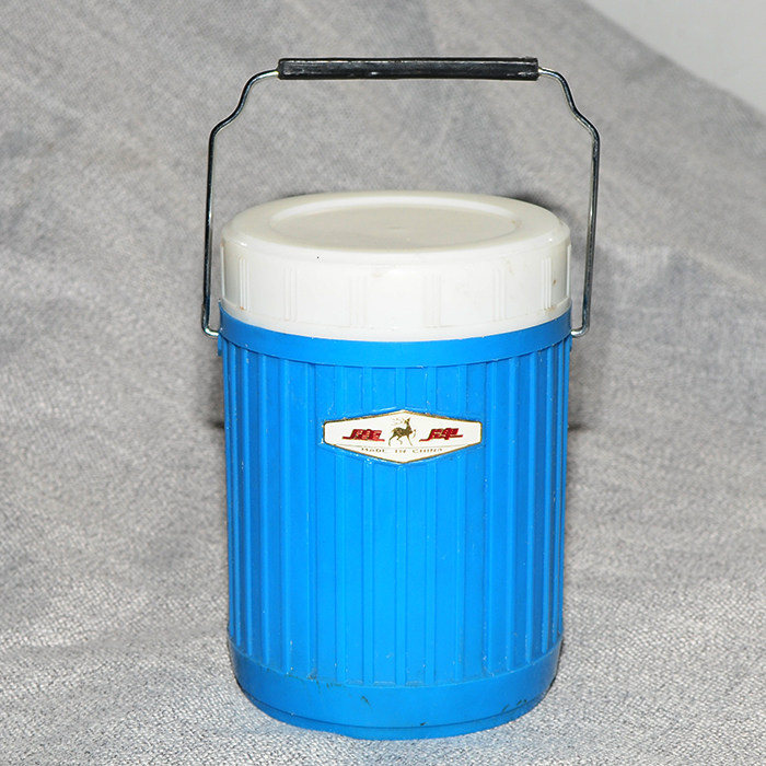 70's sky blue thermos mug old object