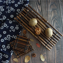 Retro style bamboo mat teacup mat Gourmet food shooting photo background moon cake pastry photography props ornaments