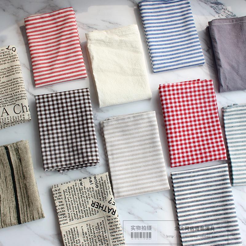 Plaid striped cloth baking napkin English alphabet Western food towel Solid color coaster Photography props Photo shooting placemat