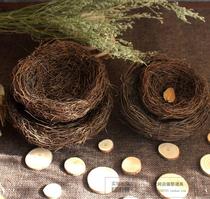  Retro natural Teng woven birds nest Birds nest cosmetics jewelry photography props Take pictures and pictures background decoration