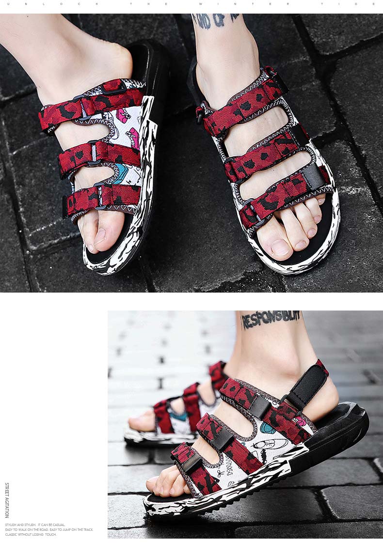 Giày nam đế xuồng Việt Nam Giày đi biển nam 2019 dép mới mùa hè dép chống trượt Velcro phiên bản Hàn Quốc của dép và dép nam - Giày thể thao / sandles giày quai hậu nam