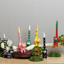 zakka wooded southeast Asian Bali wood carded painted small cat swing piece goods house decoration living room furnishing