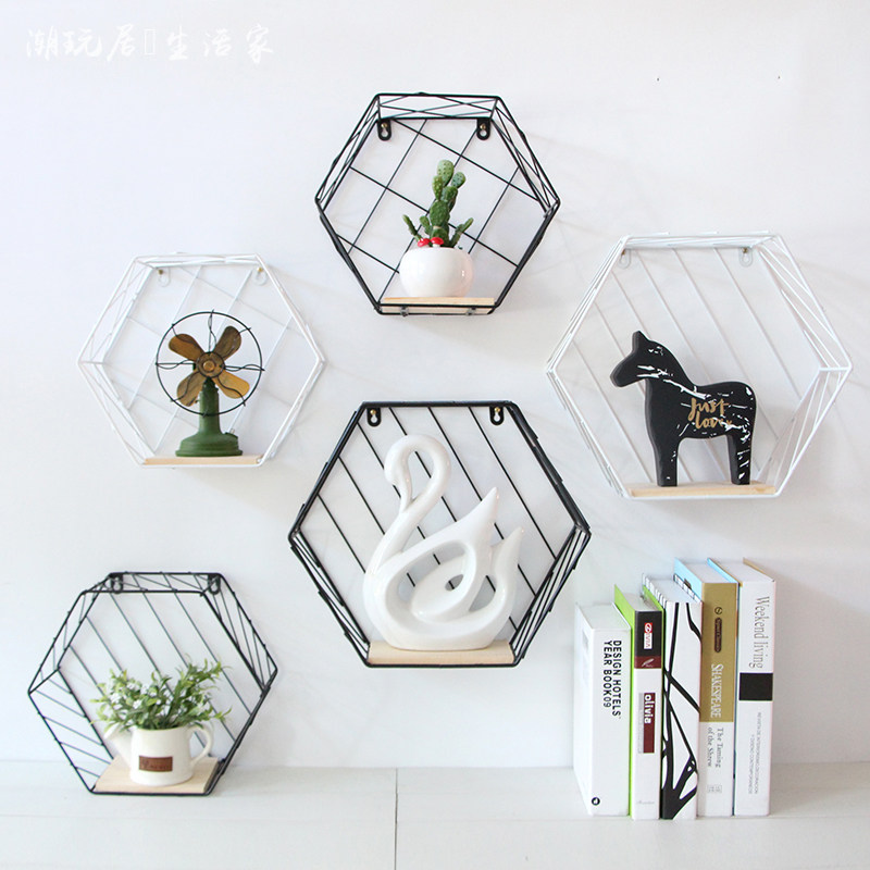 Nordic Ins Style Retro Iron Art Wall Shelf Wall Decoration Dining Room Book Room Creative Decoration Wall Hanging