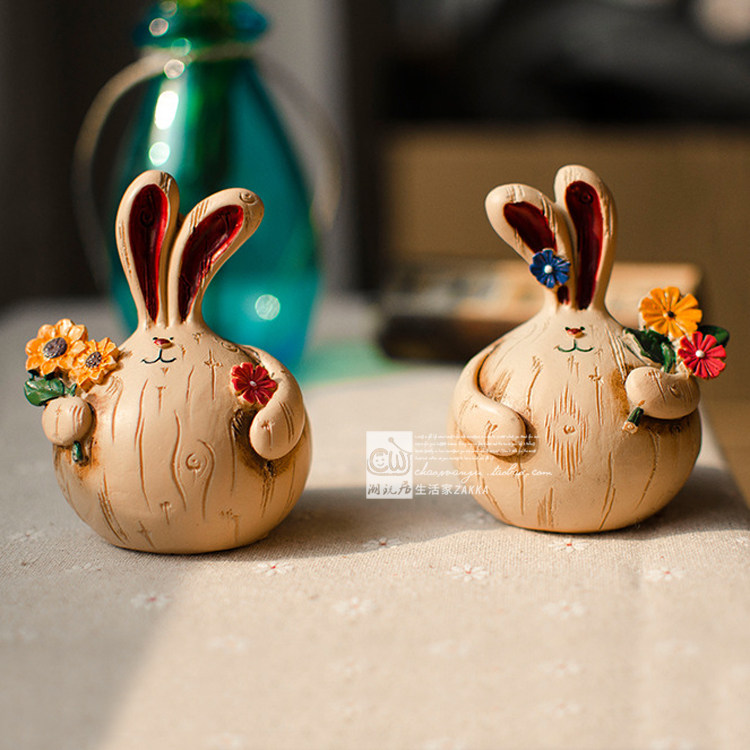 Eurostyle American Countryside Field Park Long Ear Rabbit Garlic Rabbit Resin Pendulum Decorated With Fat Rabbit Tabletop Craft Decorations