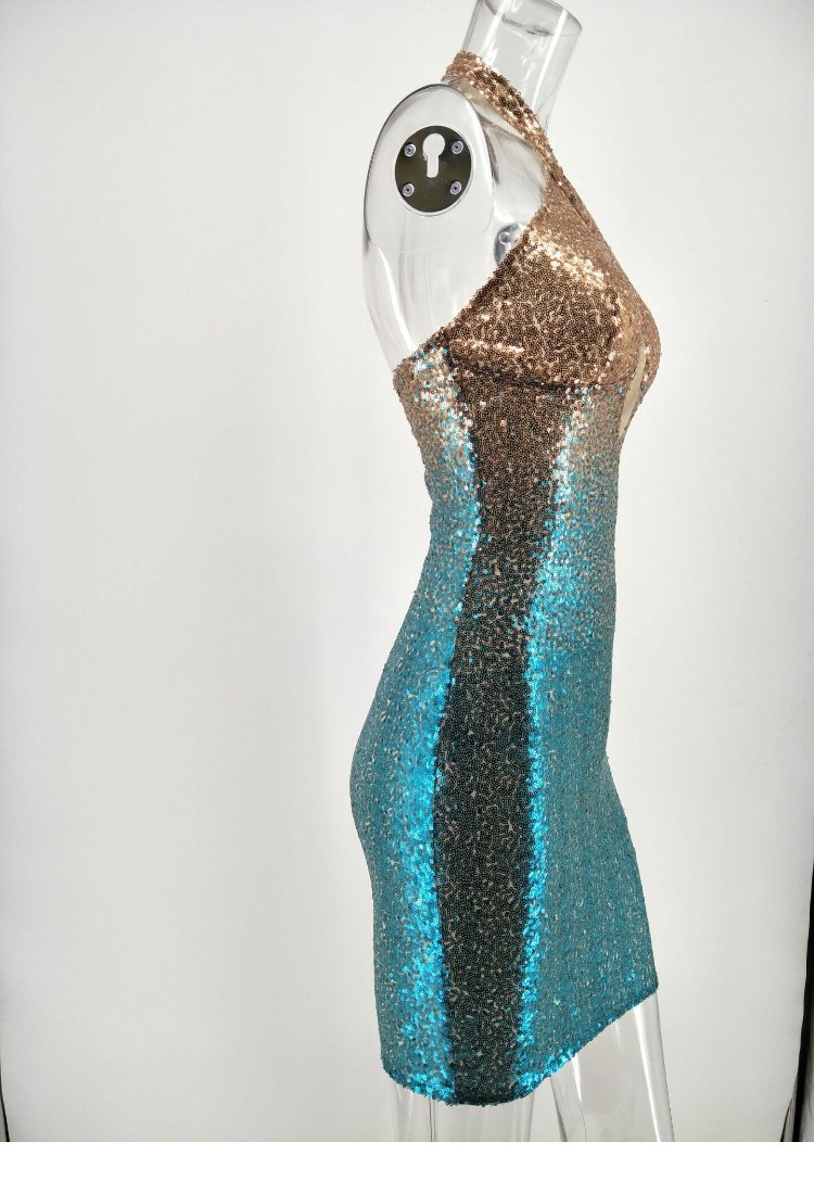 Ins, AliExpress thậm chí 2019 váy dạ hội của phụ nữ màu sắc gợi cảm váy sequin Một từ váy màu rắn - A-Line Váy những mẫu đầm voan xòe đẹp