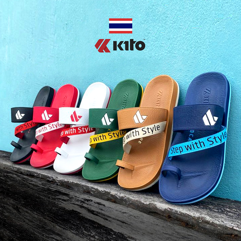 Kito Thailand imported rubber word with toes for toes for sandy slippers summer beach anti-slip soft solid