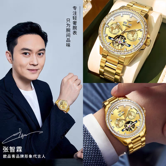 瑞士正品牌男士手表潮流商务多功能满天星机械腕表欧品客送礼物