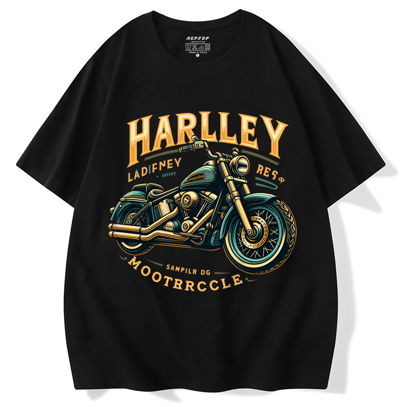 Summer Rock Style Motorcycle Trendy Brand Retro Street Short-Sleeved Loose Plus-Size Pure Cotton American Style Men's T-Shirt