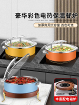 Luxury Commercial Color Stainless Steel Hammer Print Warm Vegetable Pan Buffet Oven Show Cold Dining Tea Hysteria Hotel Insulated Heating