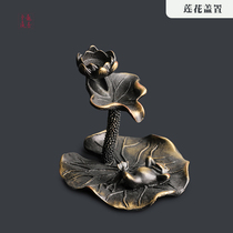 Longshantang lotus cover set cover holder Handmade purple sand pot Iron pot cover holder Iron pot cover holder Tea set accessories ornaments