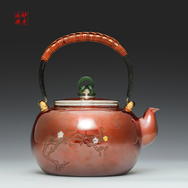 Wonderful hand Songyuan household cast pure copper pot Handmade kettle Household Japanese tea ceremony beam copper pot tea set