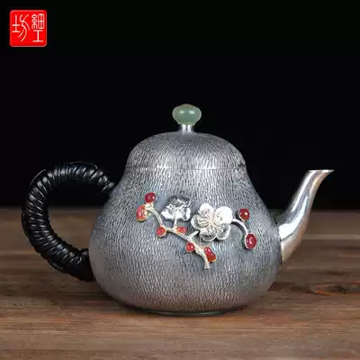 Fine workshop Kyusu Sterling silver 9999 kettle Sterling silver teapot Handmade Japanese pear pot