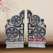 Stone carved door mound with drumstone a pair of green stone retro to make old outdoor home doorway pendulum piece stone lion town residence old stone drum