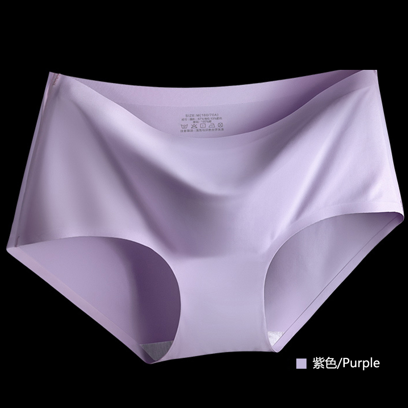 1 PurpleNo trace underpants ma'am One piece cotton material Crotch shorts less girl student summer Thin ventilation middle-waisted Big size Underpants head