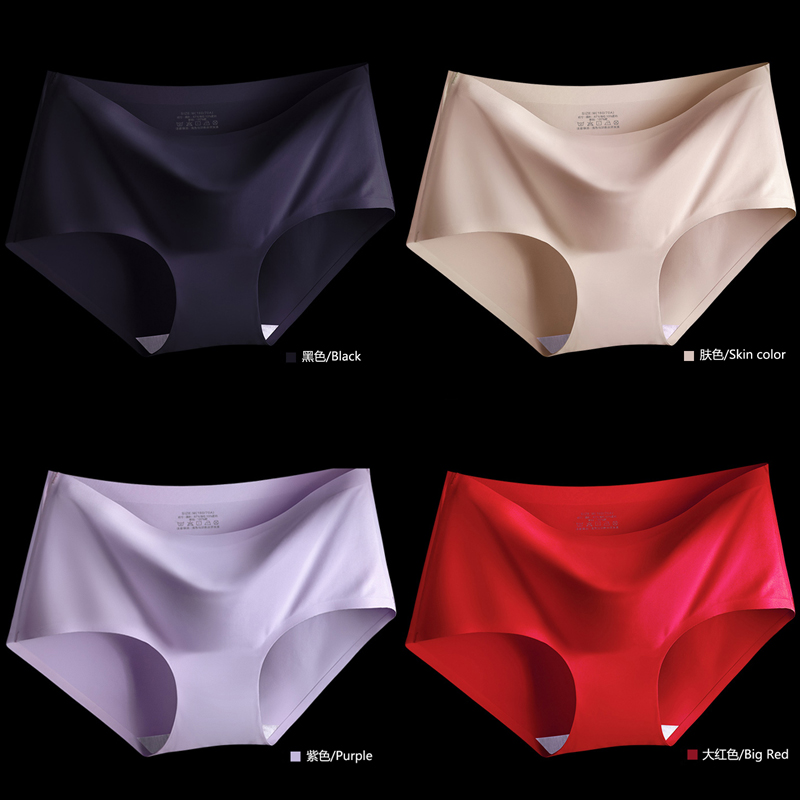 Black + Complexion + Purple + ScarletNo trace underpants ma'am One piece cotton material Crotch shorts less girl student summer Thin ventilation middle-waisted Big size Underpants head