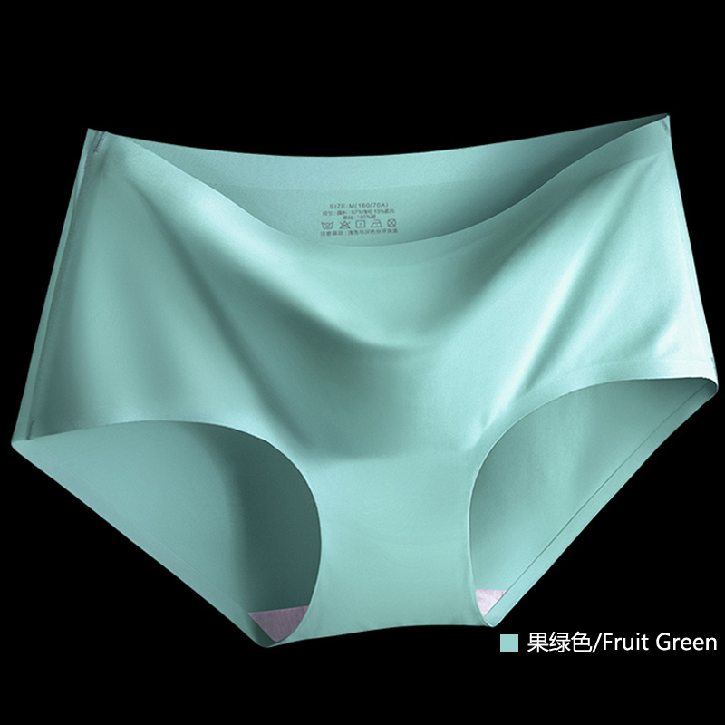 1 Fruit GreenNo trace underpants ma'am One piece cotton material Crotch shorts less girl student summer Thin ventilation middle-waisted Big size Underpants head