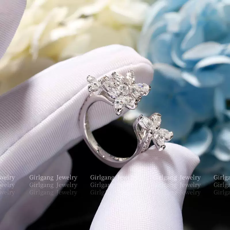 Small design cute classic artificial wedding ring, diamond encrusted