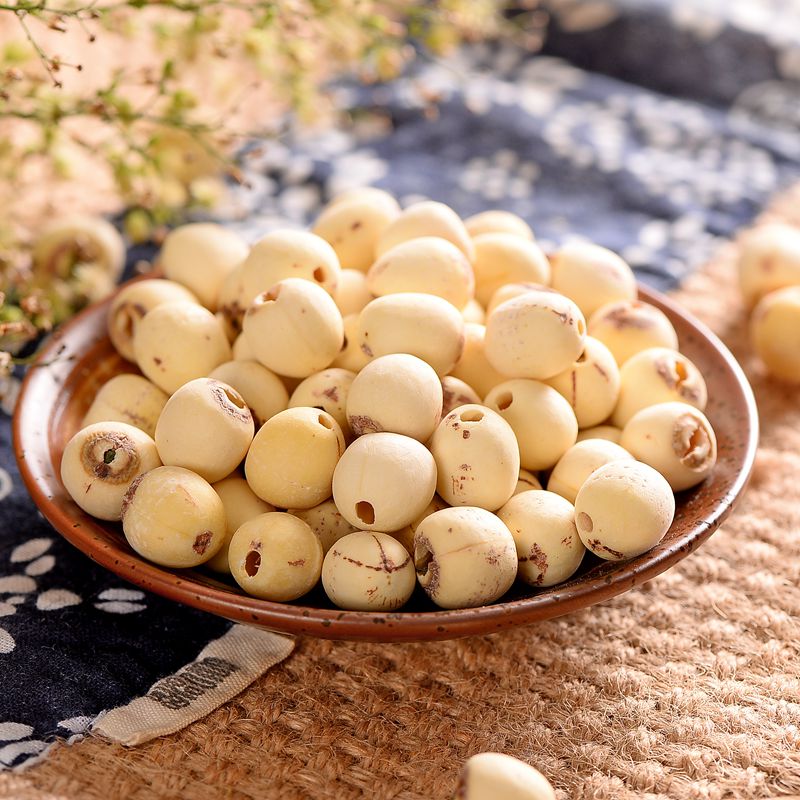 Lotus seed dried goods to core grinding peel white lotus seed without core 500g Xiangtan fresh lotus seed white lotus flower
