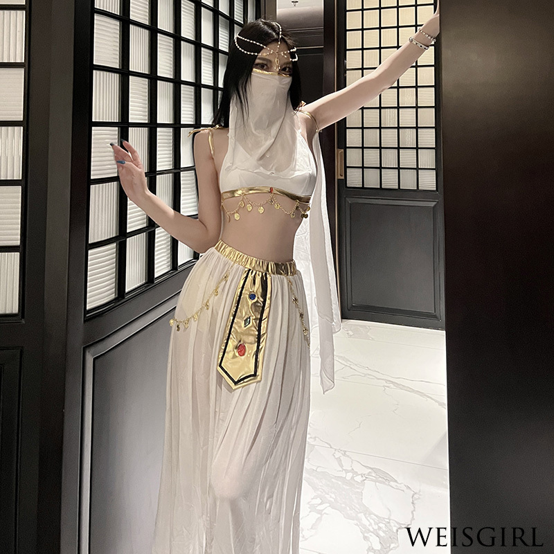 Exotic Sexy Dancer Costume Cleopatra Indian Belly Dance Dunhuang Costume Cosplay Uniform Set
