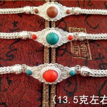 Mongolian minority style coral turquoise gold sand sterling silver bracelet bracelet pendant earrings chest hanging jewelry