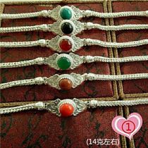 Mongolian minority style coral turquoise gold sand sterling silver bracelet bracelet pendant earrings chest hanging jewelry