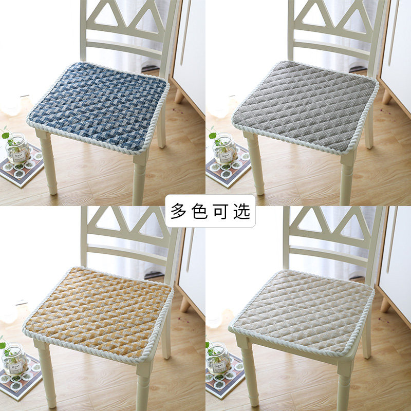 Four Seasons Thin Cushion Cotton Linen Dining Chair Cushion Non-slip Stool Butt Cushion Office Chair Square Stool Car Cushion Seat