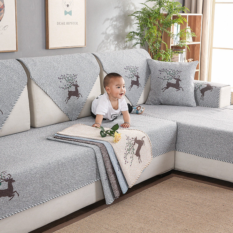 Four seasons cotton thread sofa cushion universal fabric non-slip simple sofa cushion living room cushion full cover sofa towel