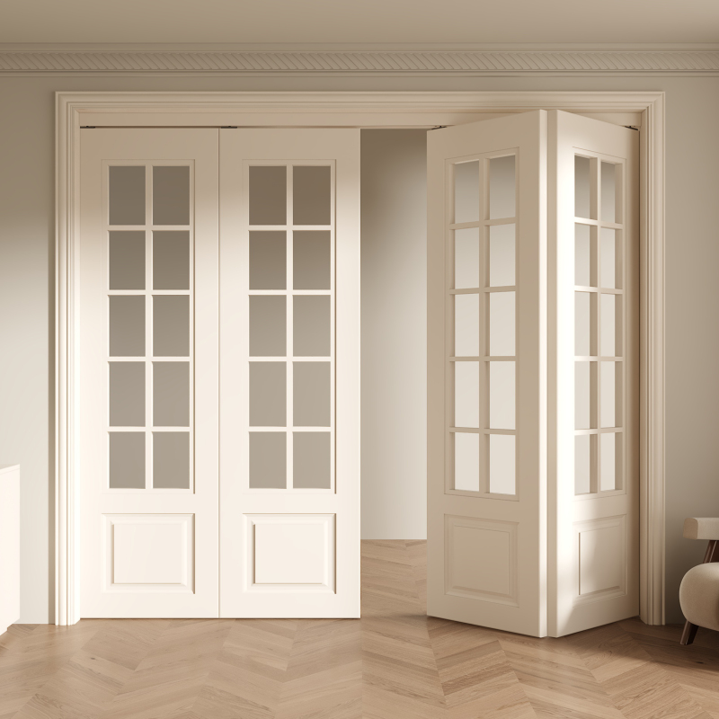 Muyi Senju French-Style Vintage Solid Wood Lacquered Door Balcony Study Kitchen Folding Door White Hanging Rail Glass Partition Muyi Senju French-Style Vintage Solid Wood Lacquered Door Balcony Study Kitchen Folding Door White Hanging Rail Glass Partition